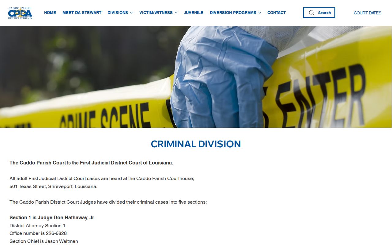 First Judicial District Court criminal division routing for Caddo Parish bench warrant cases